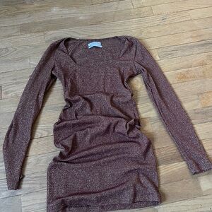Elegant Brown Knit Dress